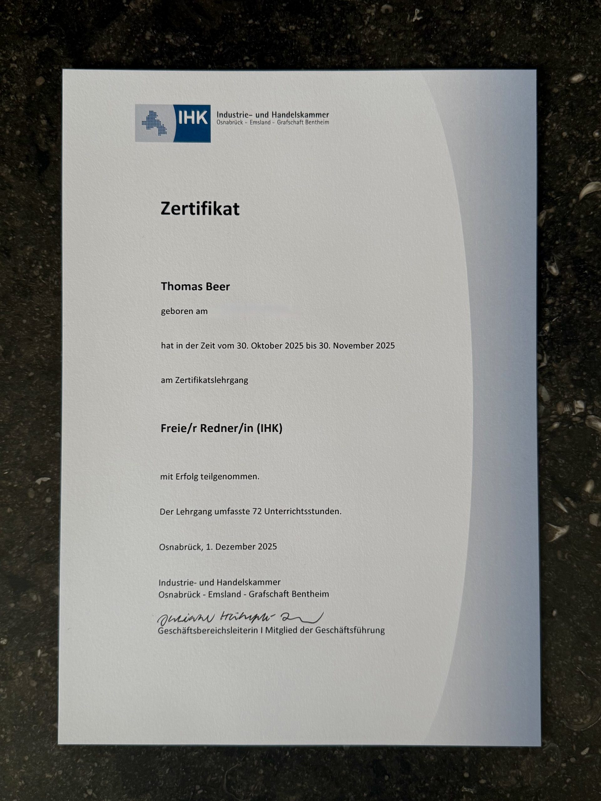 IHK-Zertifikat Thomas Beer
